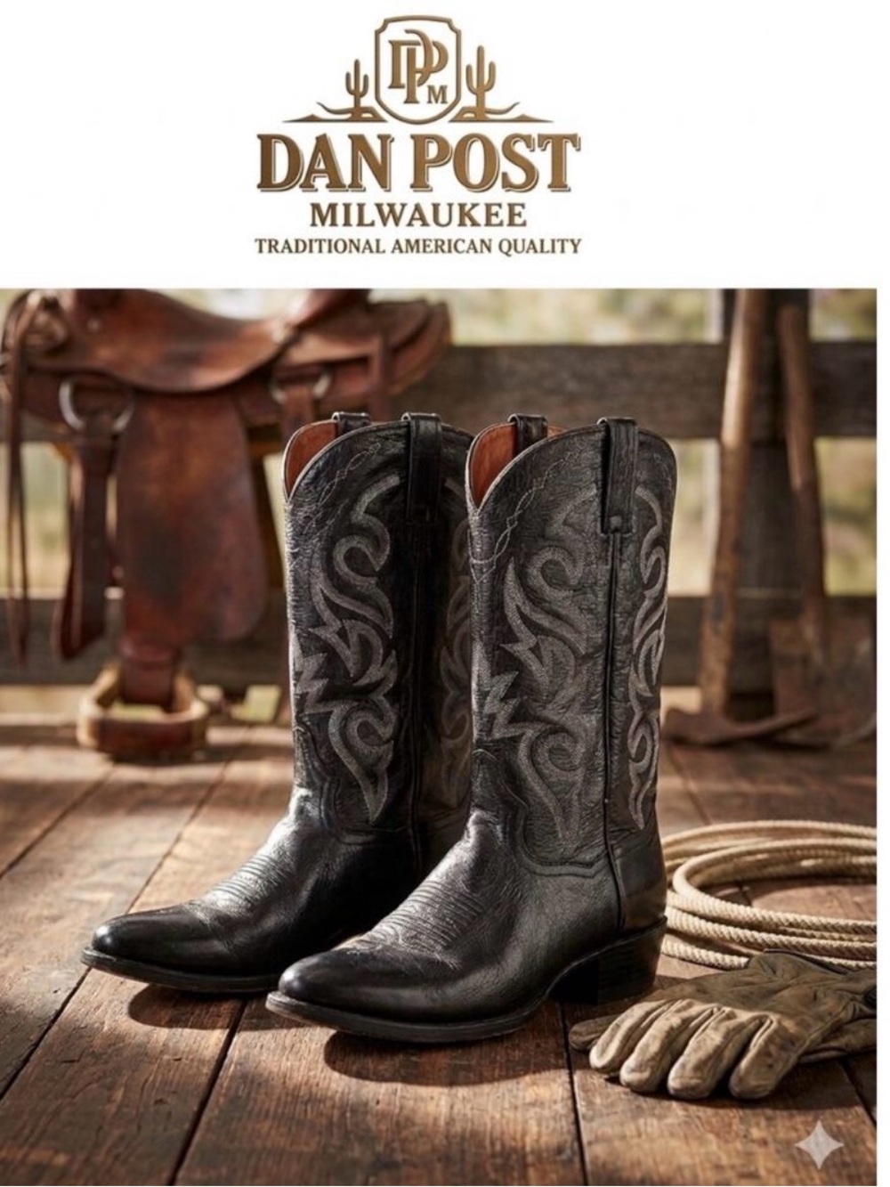 Dan Post Milwaukee black leather Cowboy Boots size 9
Excellent condition